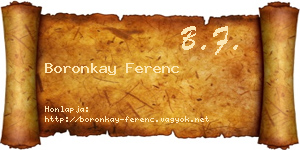 Boronkay Ferenc névjegykártya